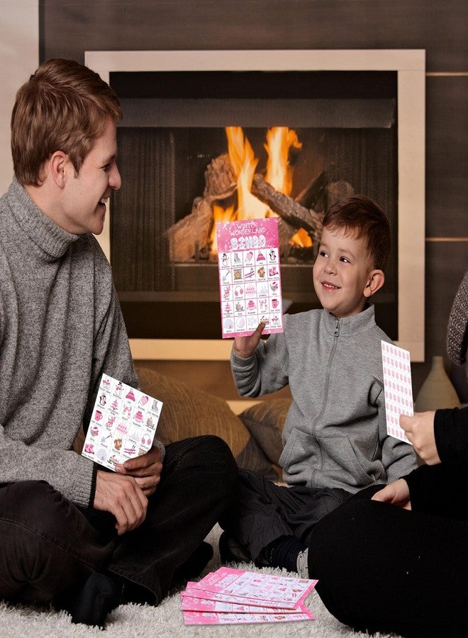 Liliful 35 Pcs Winter Bingo Games Christmas Bingo for Adult Boy Girl 24 Players Winter Card Set Christmas Party Games for Teens School Family Holiday Party Favor (Pink) - Image 5